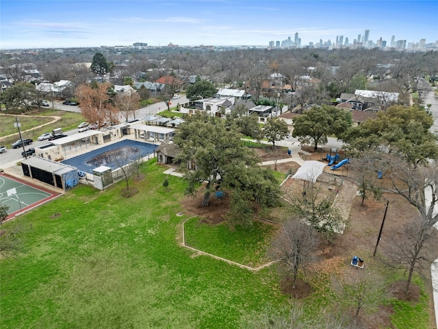 drone / aerial view featuring a city view