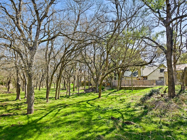 view of yard with a wooden deck