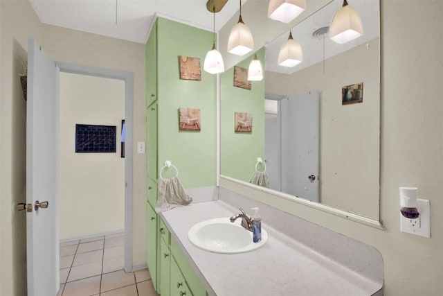 bathroom with vanity and tile patterned floors