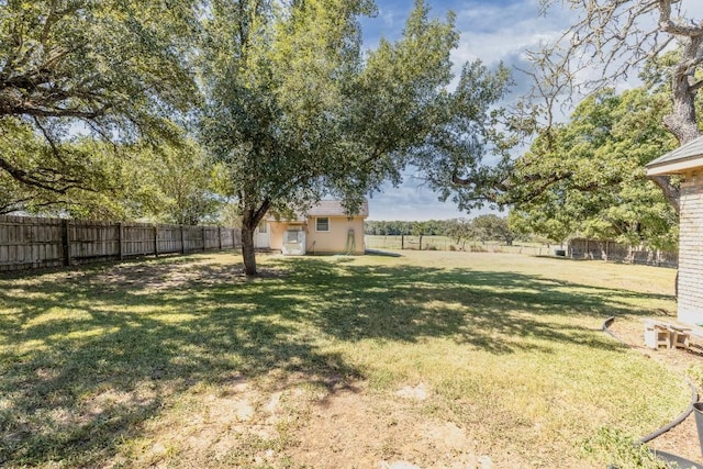 view of yard with a fenced backyard