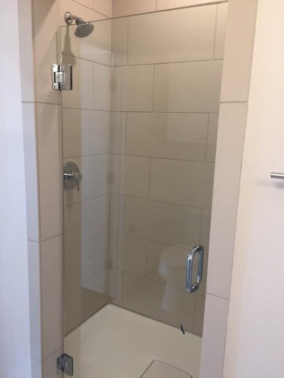 bathroom with a shower stall