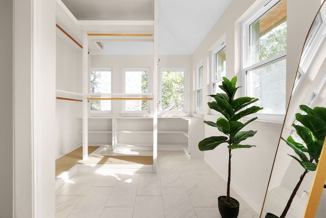 interior space with marble finish floor