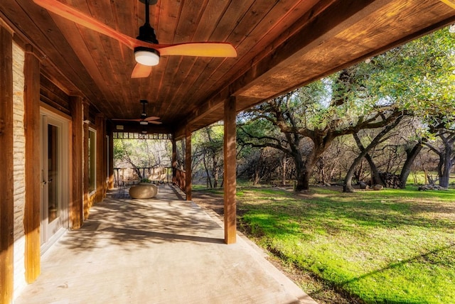 view of patio / terrace featuring a ceiling fan