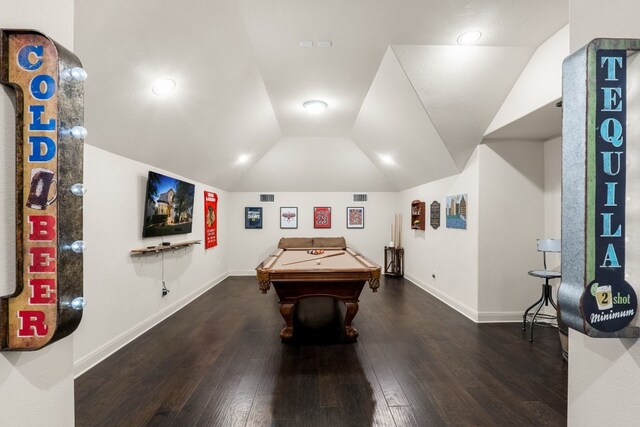 3804 Venezia Vw, Leander, TX 78641 - rec room with hardwood / wood-style flooring, vaulted ceiling, and billiards table