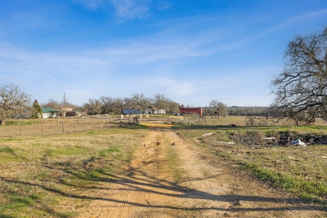 view of road featuring a rural view