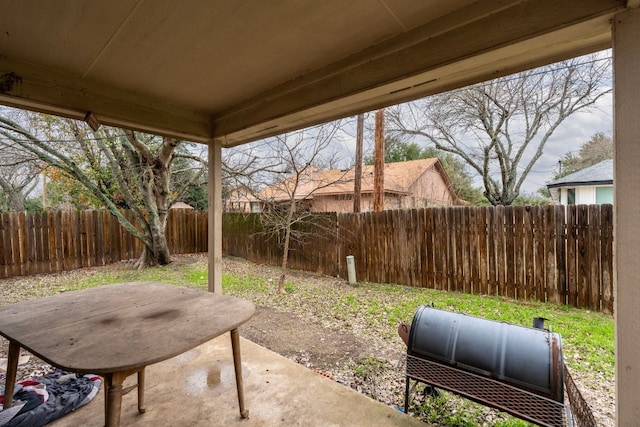 view of patio featuring a fenced backyard