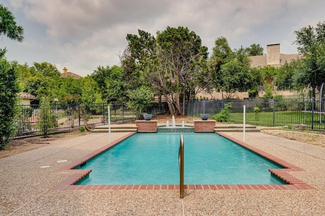 view of pool with fence and a fenced in pool