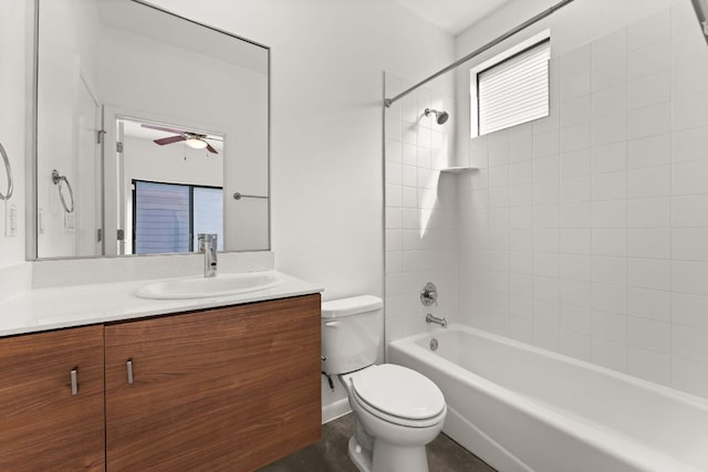 full bath with toilet, bathtub / shower combination, and vanity