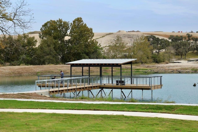 view of dock featuring a water view