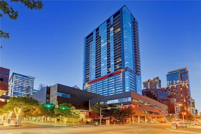 view of building exterior featuring a city view