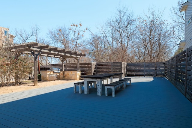 wooden deck featuring a pergola