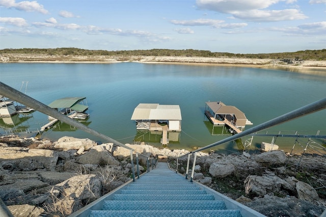 exterior space featuring a water view