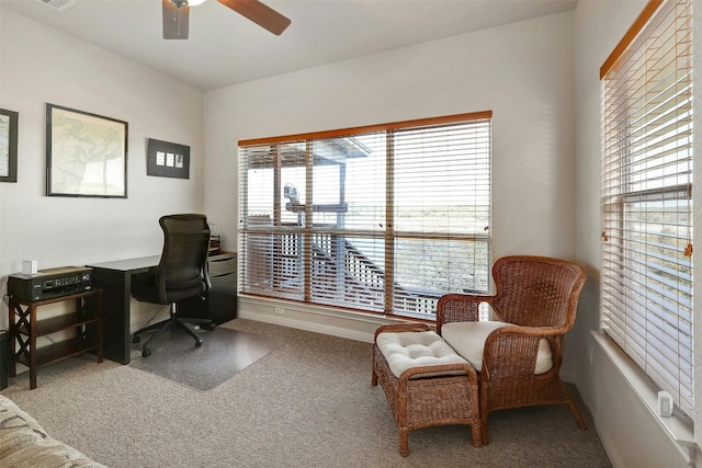 2802 Truman Cv, Lago Vista, TX 78645 - office space with a ceiling fan, carpet, and baseboards