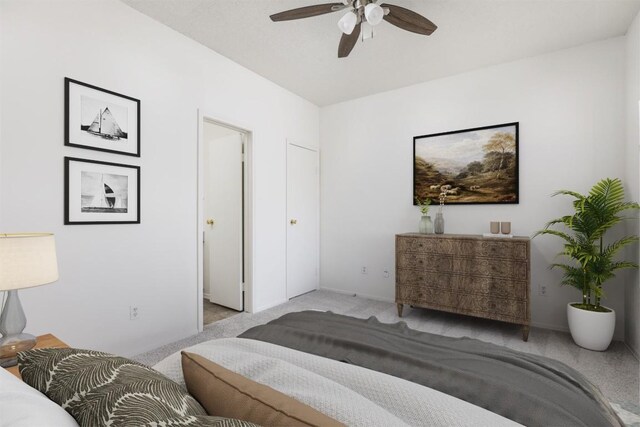 12166 Metric Blvd Unit 230, Austin, TX 78758 - bedroom with light carpet and ceiling fan