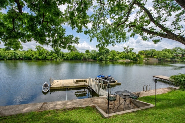 view of dock featuring a water view