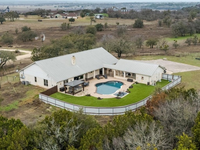 drone / aerial view with a rural view