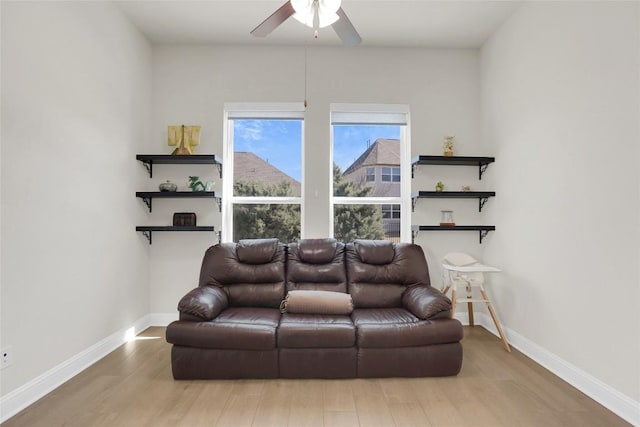 4104 Belisario Ct, Leander, TX 78641 - living room with ceiling fan and wood finished floors