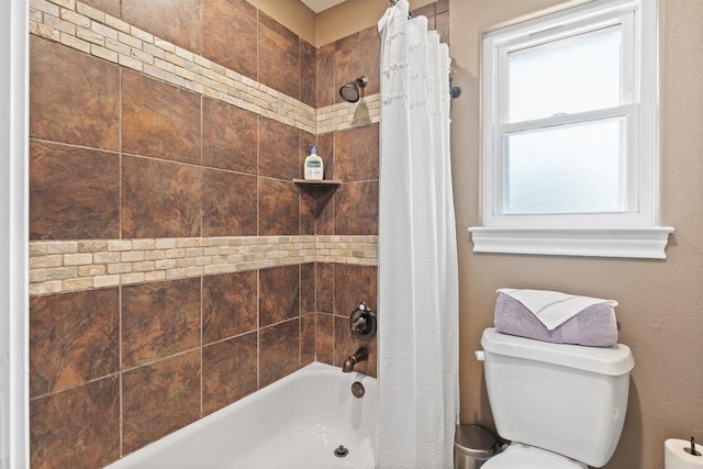 full bath with toilet and shower / tub combo