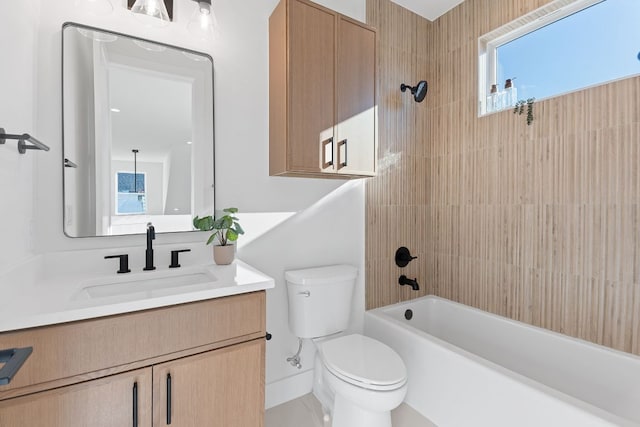 4402 Garnett St Unit 1, Austin, TX 78745 - bathroom with plenty of natural light, vanity, toilet, and bathing tub / shower combination