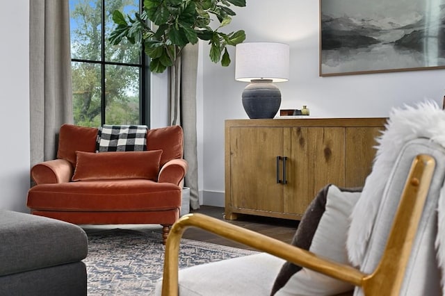 living area with wood finished floors