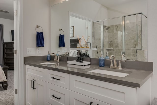 116 Evening Star Ln, Georgetown, TX 78628 - full bathroom with double vanity and a shower stall