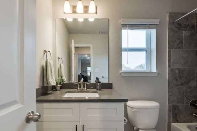 116 Evening Star Ln, Georgetown, TX 78628 - full bathroom featuring toilet, vanity, and  shower combination