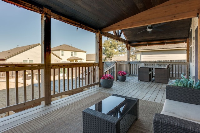 116 Evening Star Ln, Georgetown, TX 78628 - wooden deck featuring ceiling fan and outdoor dining space