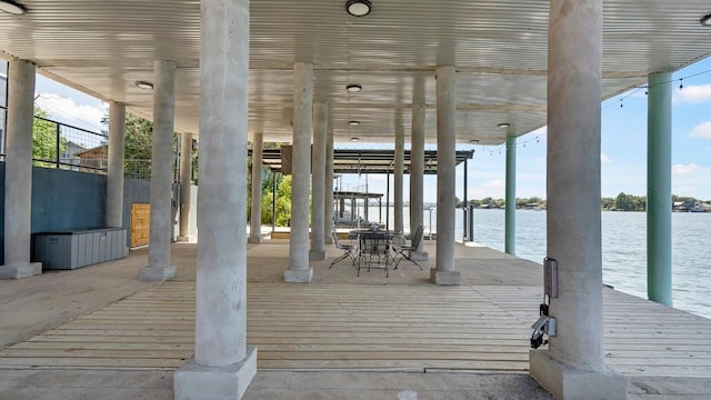 dock area featuring a water view