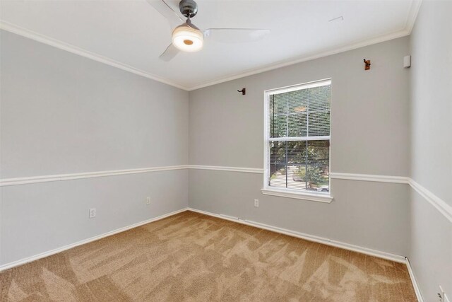 5008 Barlow Dr, Round Rock, TX 78681 - unfurnished room featuring carpet flooring, ceiling fan, and crown molding