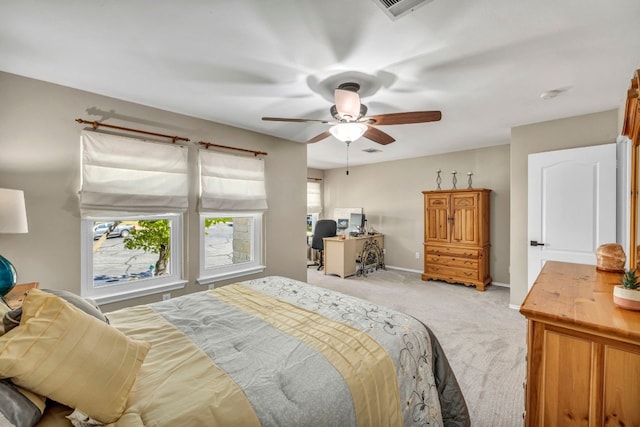15401 Montoya Cv, Austin, TX 78717 - bedroom with light carpet, ceiling fan, and baseboards