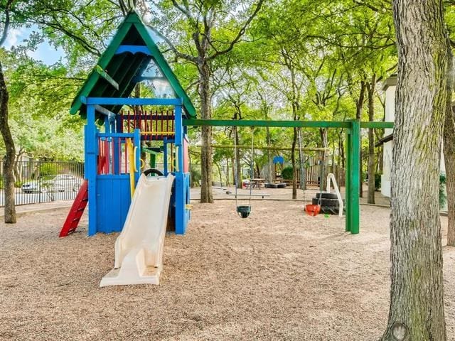 community play area with fence