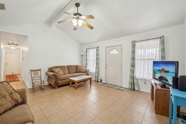 402 Laurel St, Bastrop, TX 78602 - living room featuring a ceiling fan, plenty of natural light, and light tile patterned floors