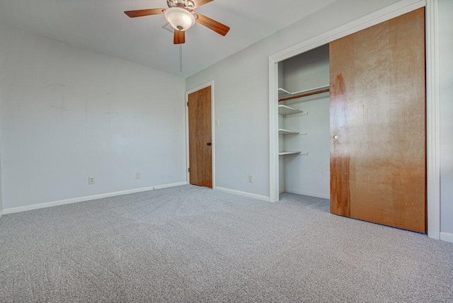 7803 Lazy Ln, Austin, TX 78757 - unfurnished bedroom with carpet floors, baseboards, ceiling fan, and a closet