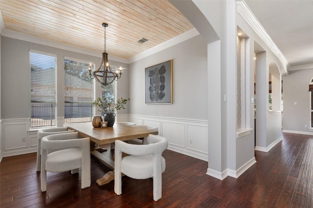 30302 Berry Creek Dr, Georgetown, TX 78628 - dining room with arched walkways, visible vents, and ornamental molding