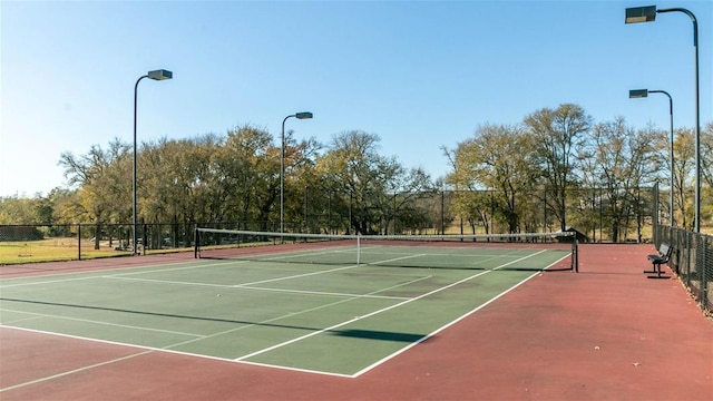 view of tennis court with fence