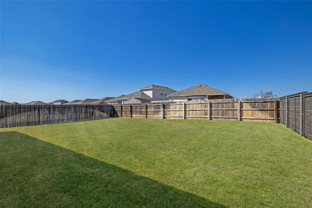 view of yard with a fenced backyard