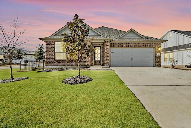211 Singing Sumac Way, San Marcos, TX 78666 - view of front of house with brick siding, a garage, driveway, and a shingled roof