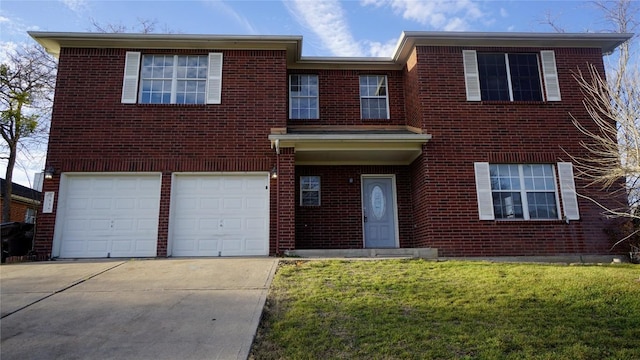 view of front of property with brick siding and an attached garage