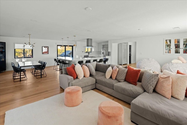 living room with light wood finished floors