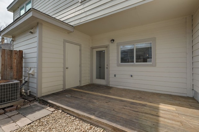 12249 Abbey Glen Ln Unit B, Austin, TX 78753 - entrance to property with central AC unit and a wooden deck