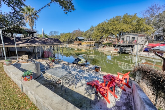 view of dock featuring a water view