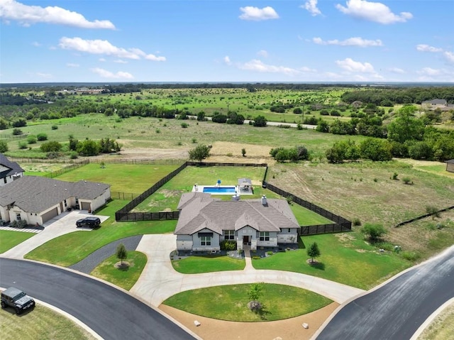 drone / aerial view featuring a rural view