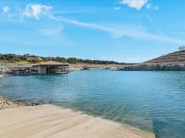 water view with a dock