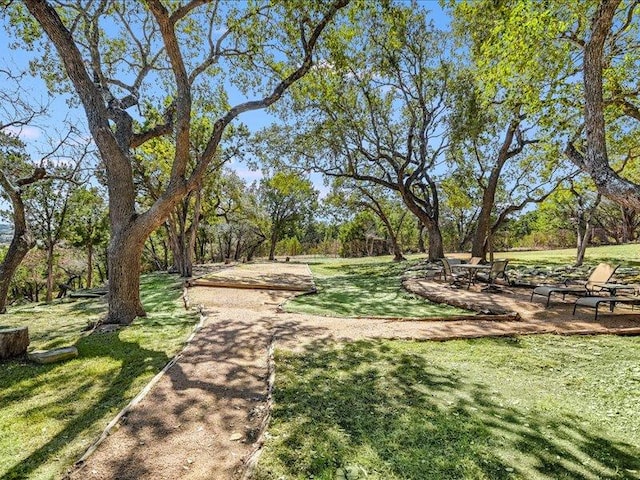 view of property's community featuring a lawn