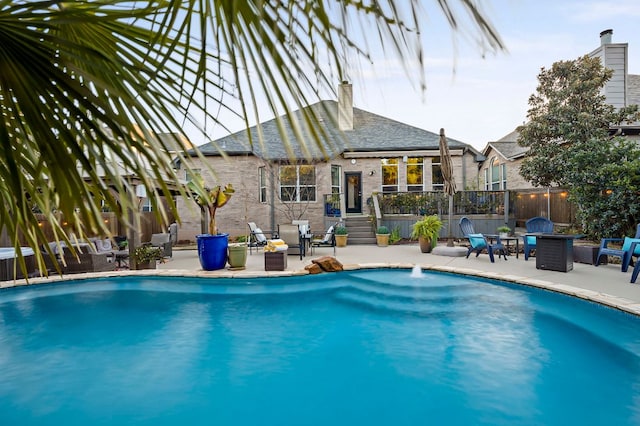 5312 Fort Benton Dr, Austin, TX 78735 - view of swimming pool with a fire pit and a patio area