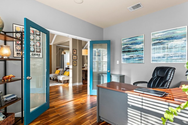 5312 Fort Benton Dr, Austin, TX 78735 - home office featuring french doors and wood finished floors