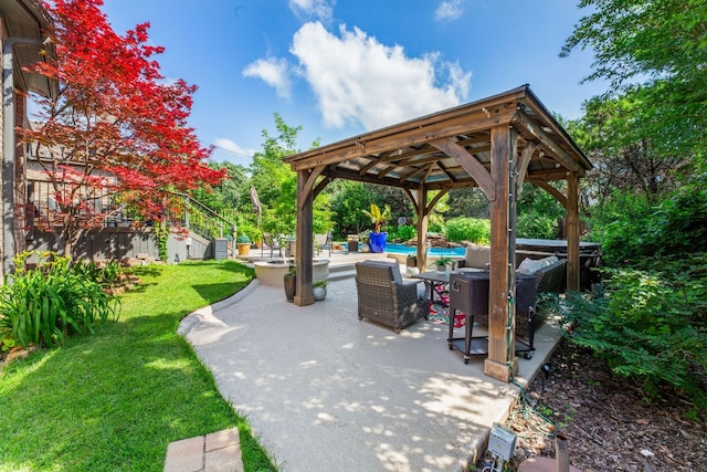 5312 Fort Benton Dr, Austin, TX 78735 - view of property's community featuring a gazebo, a patio, a yard, and a pool