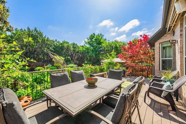 5312 Fort Benton Dr, Austin, TX 78735 - wooden deck with outdoor dining space and fence
