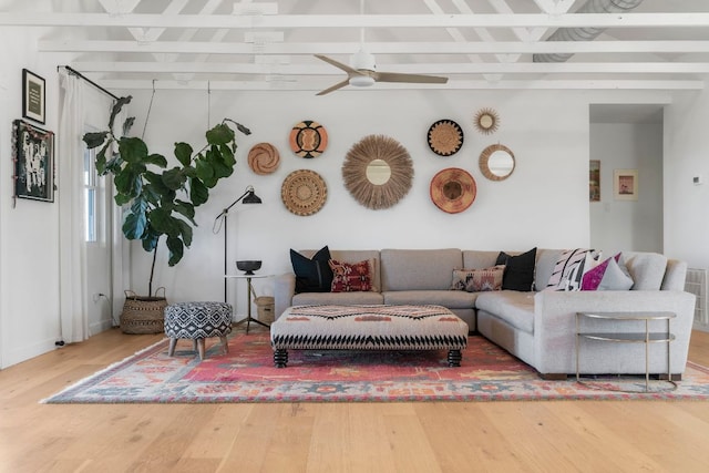 200 Hilltop Dr, Dripping Springs, TX 78620 - living room featuring wood finished floors and ceiling fan
