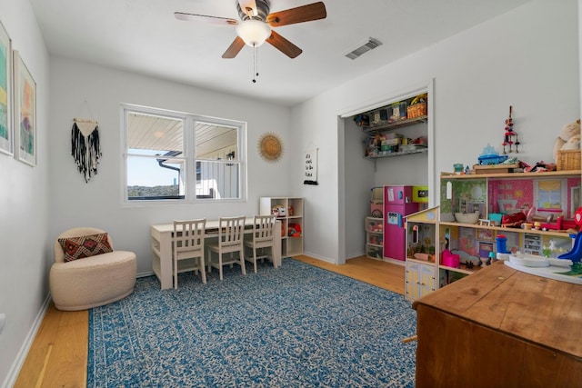 200 Hilltop Dr, Dripping Springs, TX 78620 - recreation room featuring wood finished floors and ceiling fan